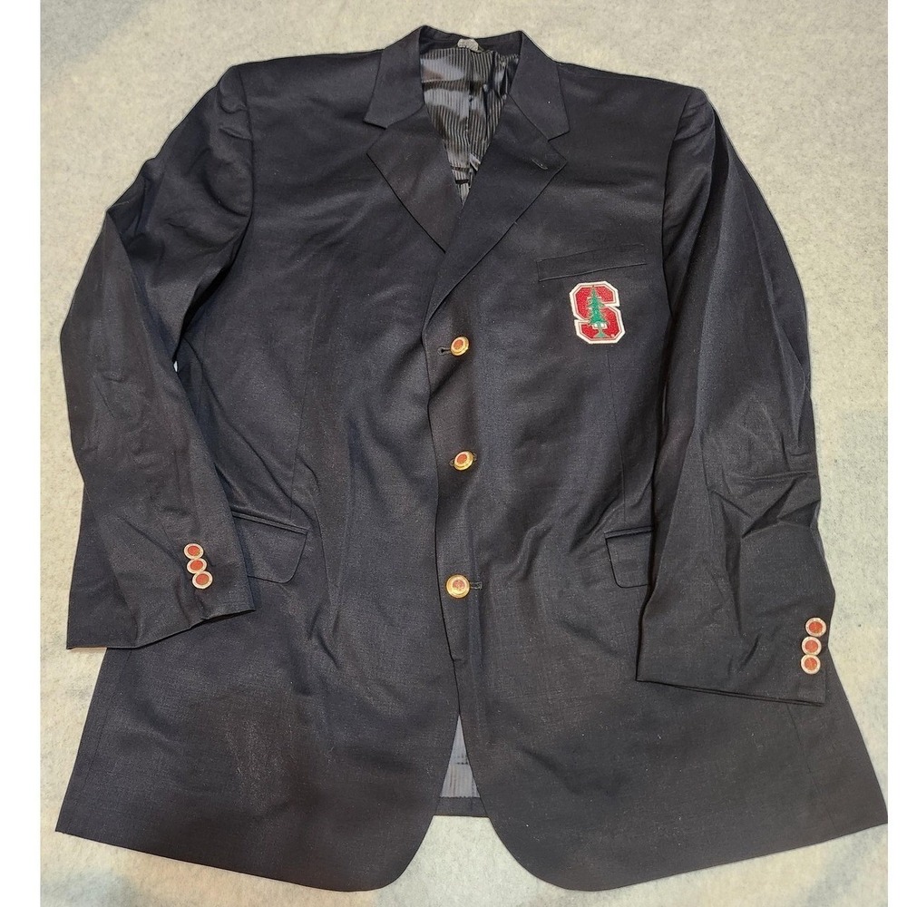 Stanford Cardinal Blazer Jacket Mens 48L‎ Black NCAA College Wool Cianni Cellini